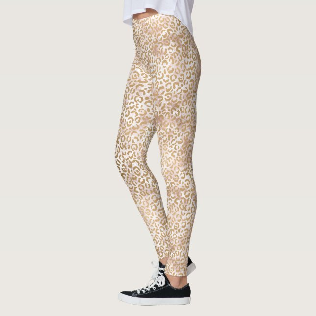 Legging Impressão do Leopardo Rosa Dourado Brilhante (Esquerda)
