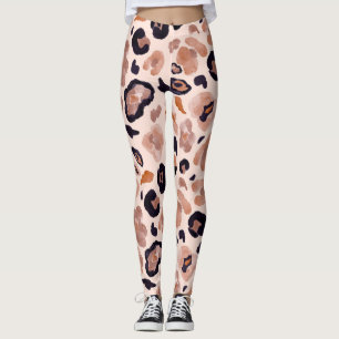 Legging Impressão do leopardo, sem problemas, fundo bege.