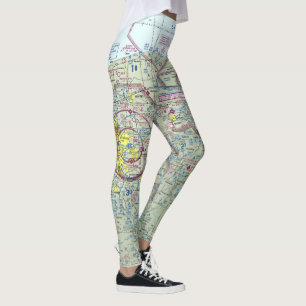 Legging Impressão do mapa da aviação das calças Yoga/leggi