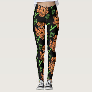 Legging Impressão do rosto de Tiki irado