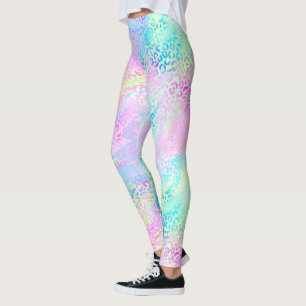 Legging Impressão do Shimmer Leopardo Rainbow Chic Girly