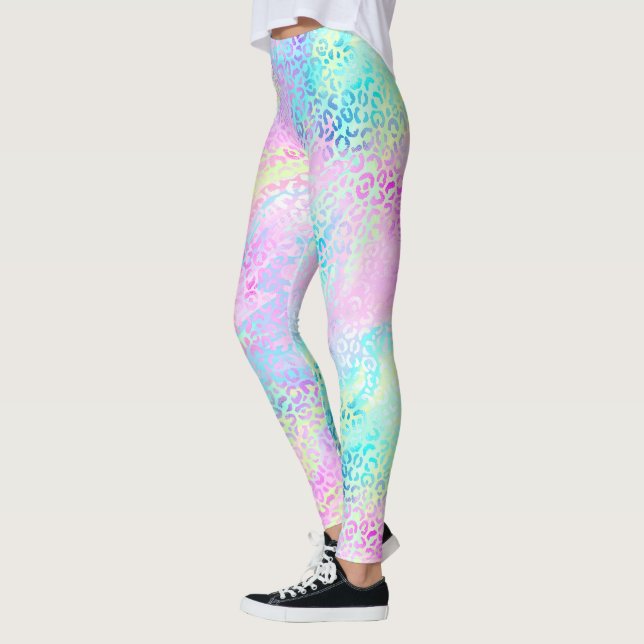Legging Impressão do Shimmer Leopardo Rainbow Chic Girly (Esquerda)