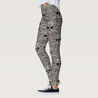 Legging Impressão do Skull Motif Halloween