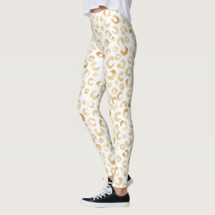 Legging Impressão Dourada brilhante Elegante Leopard Anima