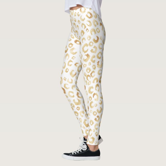 Legging Impressão Dourada brilhante Elegante Leopard Anima (Esquerda)