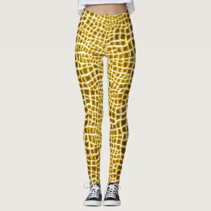 Legging Impressão dourado do girafa