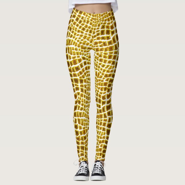 Legging Impressão dourado do girafa (Frente)