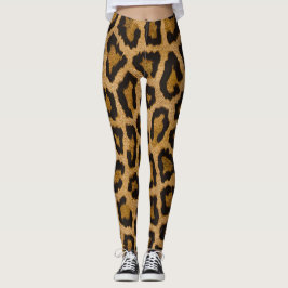 Legging Impressão em animais castanho-negro-leopardo-amare