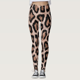 Legging Impressão em animais castanho-negro-leopardo-amare