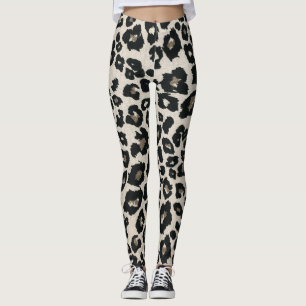 Legging Impressão em animais de leopardo preto-e-cinza
