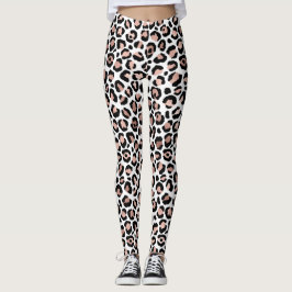 Legging Impressão em animais de leopardo preto e rosa