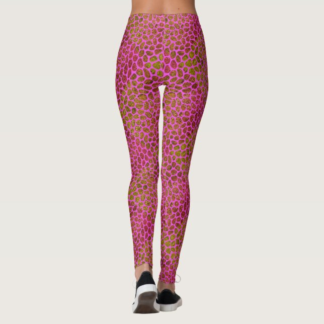 Legging Impressão em animais do mosaico moderno, rosa-quen (Verso)