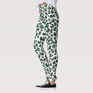 Legging Impressão em animais-leopardo preto brilhante verd