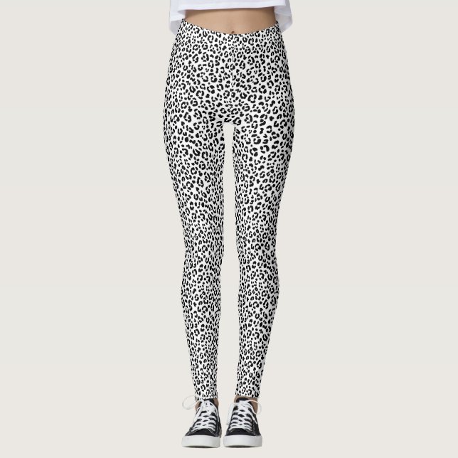 Legging Impressão em animais leopardo preto e branco (Frente)