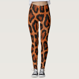 Legging Impressão em animais-leopardo preto-vermelho-amare
