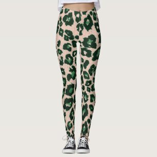 Legging Impressão em animais verde-castanho-negro-leopardo