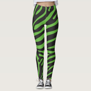 Legging Impressão em Zebra Verde limão e Preta