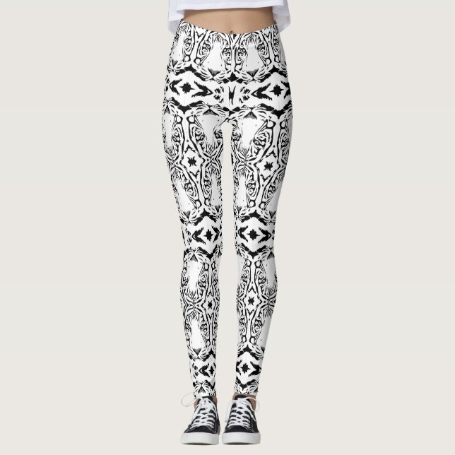 Legging Impressão étnica do Tigre Branco (Frente)