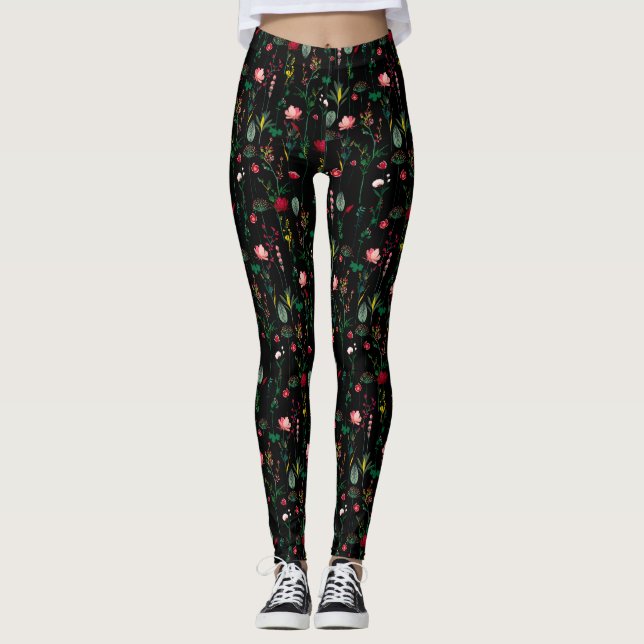 Legging Impressão Floral de Flor Bonito (Frente)