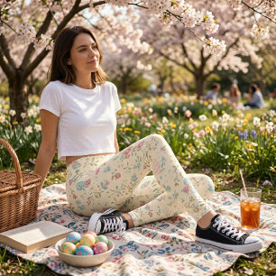 Legging Impressão Floral de Primavera Fofa - Floral Miúda