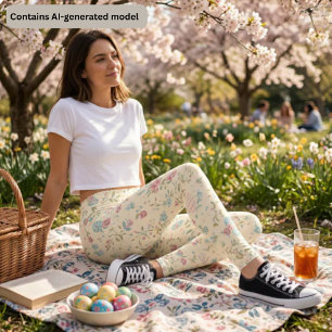 Legging Impressão Floral de Primavera Fofa - Floral Miúda