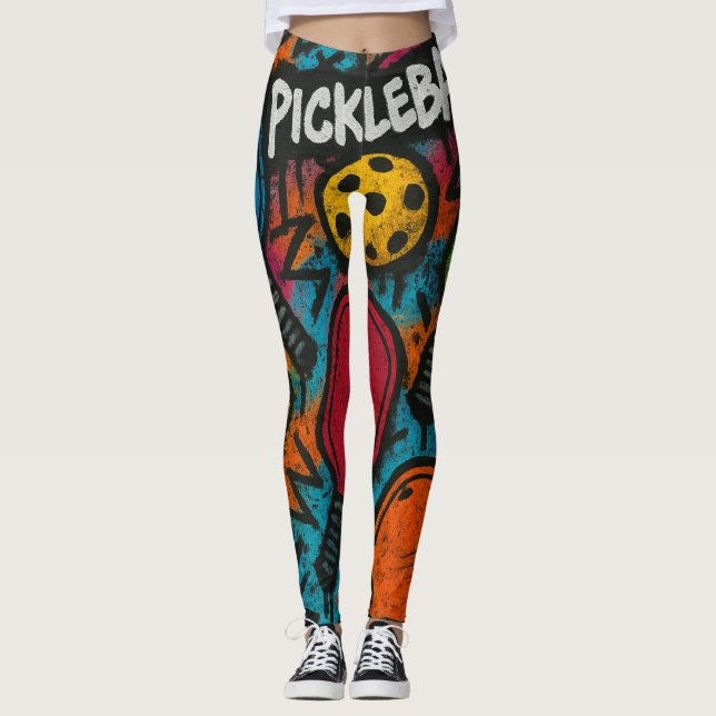 Legging Impressão Gráfico da Bola de Abstrato de Picklebal (Frente)