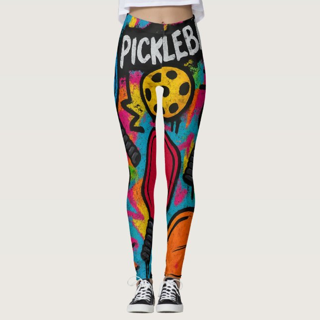 Legging Impressão Gráfico da Bola de Abstrato de Picklebal (Frente)