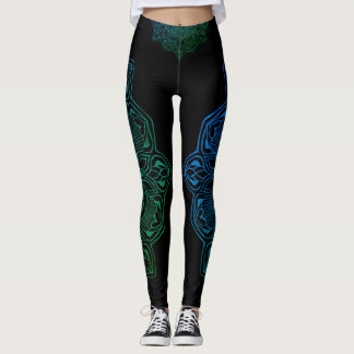 Legging Impressão legal do fogo da mandala