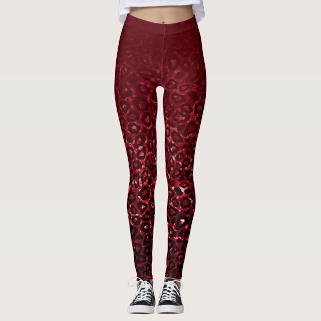 Legging Impressão Leopard Gradiente Vermelho Escuro (Frente)