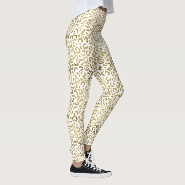 Legging Impressão Leopardo Branca e Dourada (Direita)