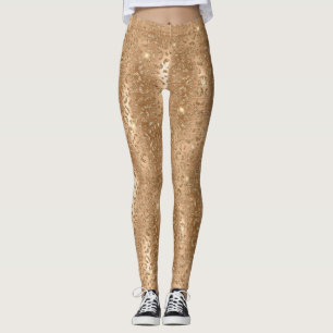 Legging Impressão Leopardo com Glitter Dourada