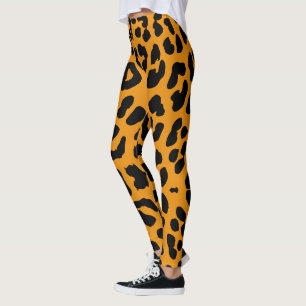 Legging Impressão Leopardo de Halloween Preto e Laranja
