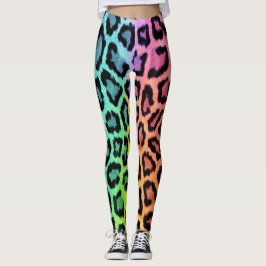 Legging Impressão Leopardo Multicolorida Divertida