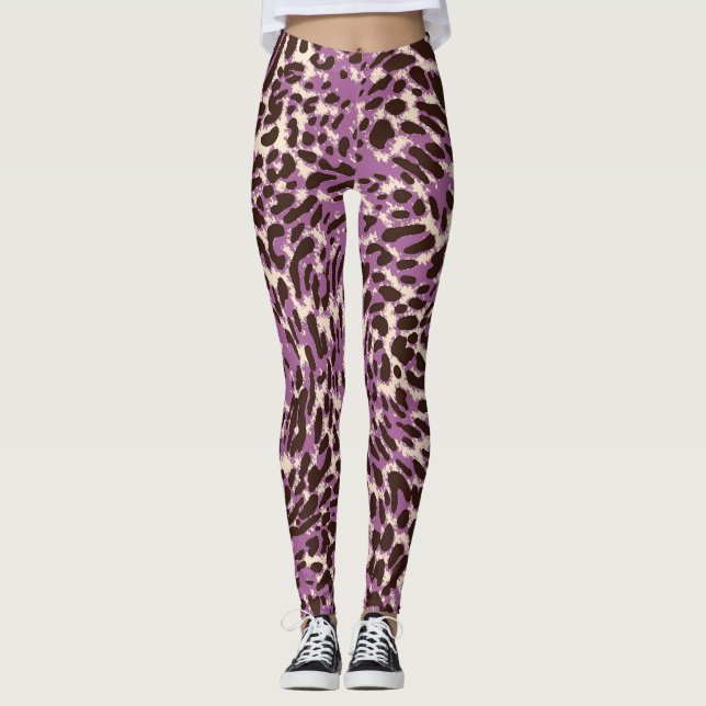 Legging Impressão Leopardo, Padrão Animal Clássico. (Frente)