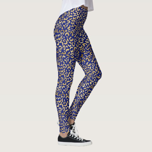 Legging Impressão Leopardo Real Azul e Dourada (Direita)