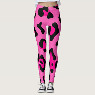 Legging impressão-leopardo rosa-quente