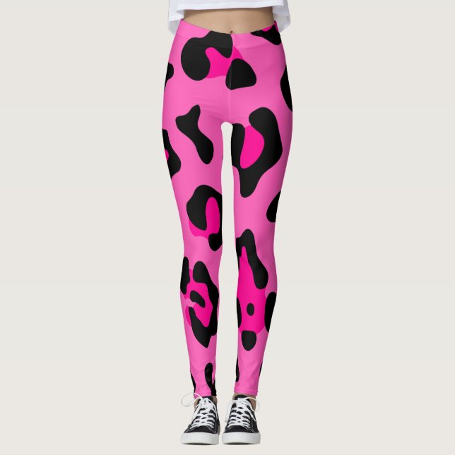 Legging impressão-leopardo rosa-quente (Frente)