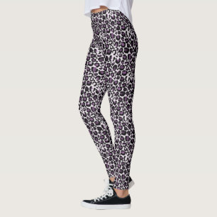 Legging Impressão Leopardo Roxo Preto