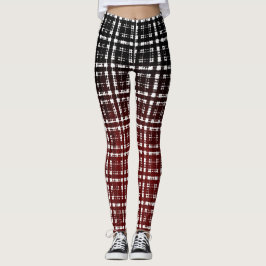 Legging Impressão moderno de Shibori da xadrez vermelha