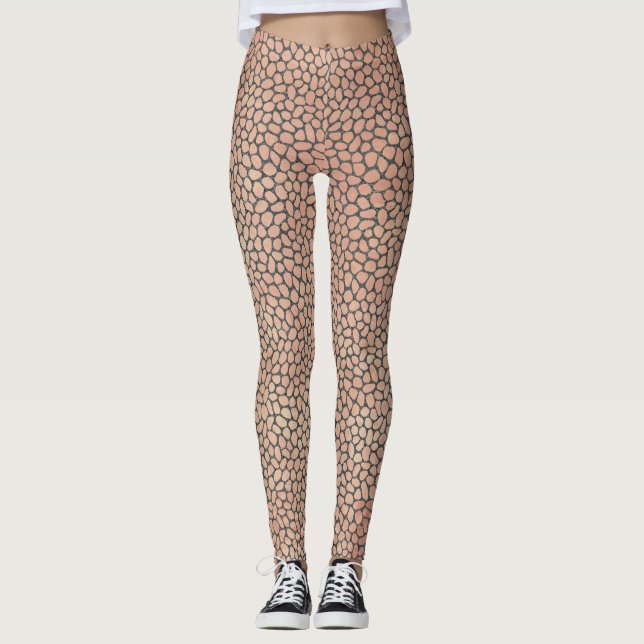 Legging Impressão mosaica rosa moderno e Cinza (Frente)