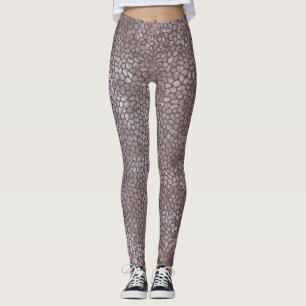 Legging Impressão mosaica rosa moderno e Cinza