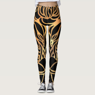 Legging Impressão Negra Elegante e Dourada de Zebra 