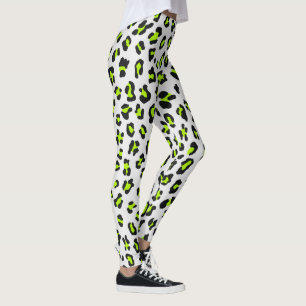 Legging Impressão Neon Green Leopard Estilo 80