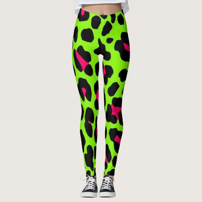 Legging Impressão Neon Green Leopardo (Frente)