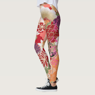 Legging Impressão oriental da flor
