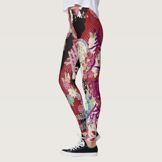 Legging Impressão oriental do quimono (Esquerda)