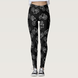 Legging Impressão padrão de Bicicleta Vintage em forma d