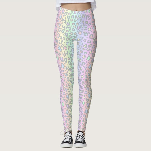 Legging Impressão Pastel Rainbow Leopardo (Frente)