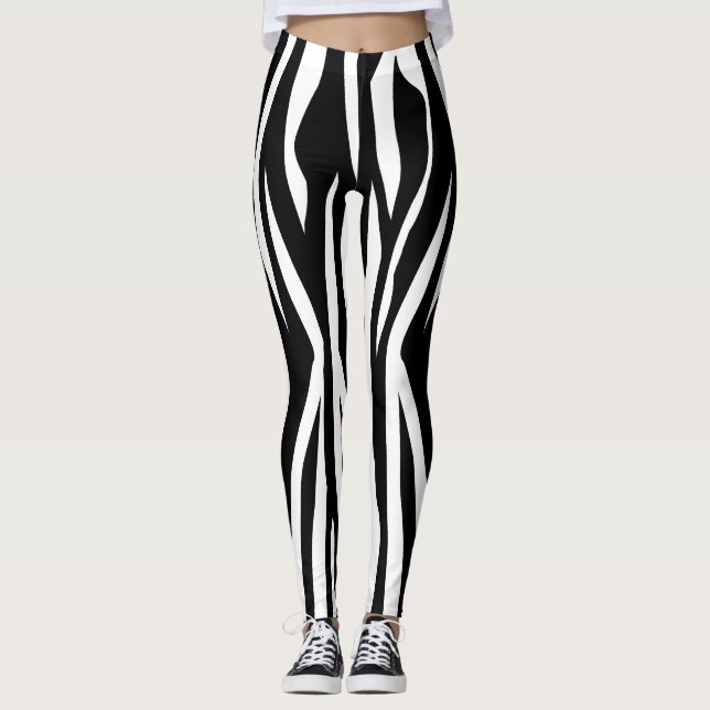 Legging Impressão preto da zebra (Frente)