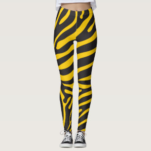 Legging Impressão preto e amarelo da zebra